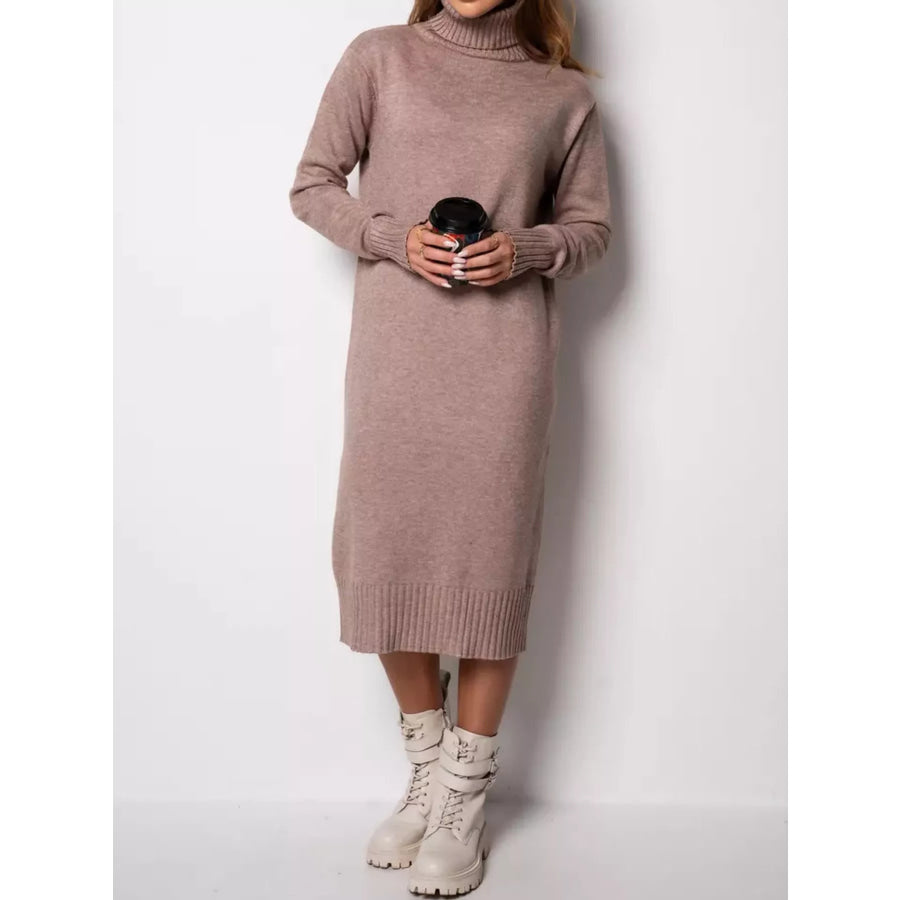 Turtleneck Ribbed Knit Sweater Dress Apparel and Accessories