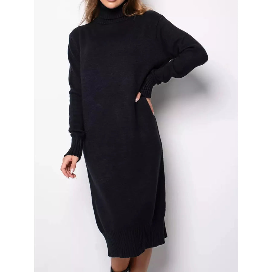Turtleneck Ribbed Knit Sweater Dress Apparel and Accessories