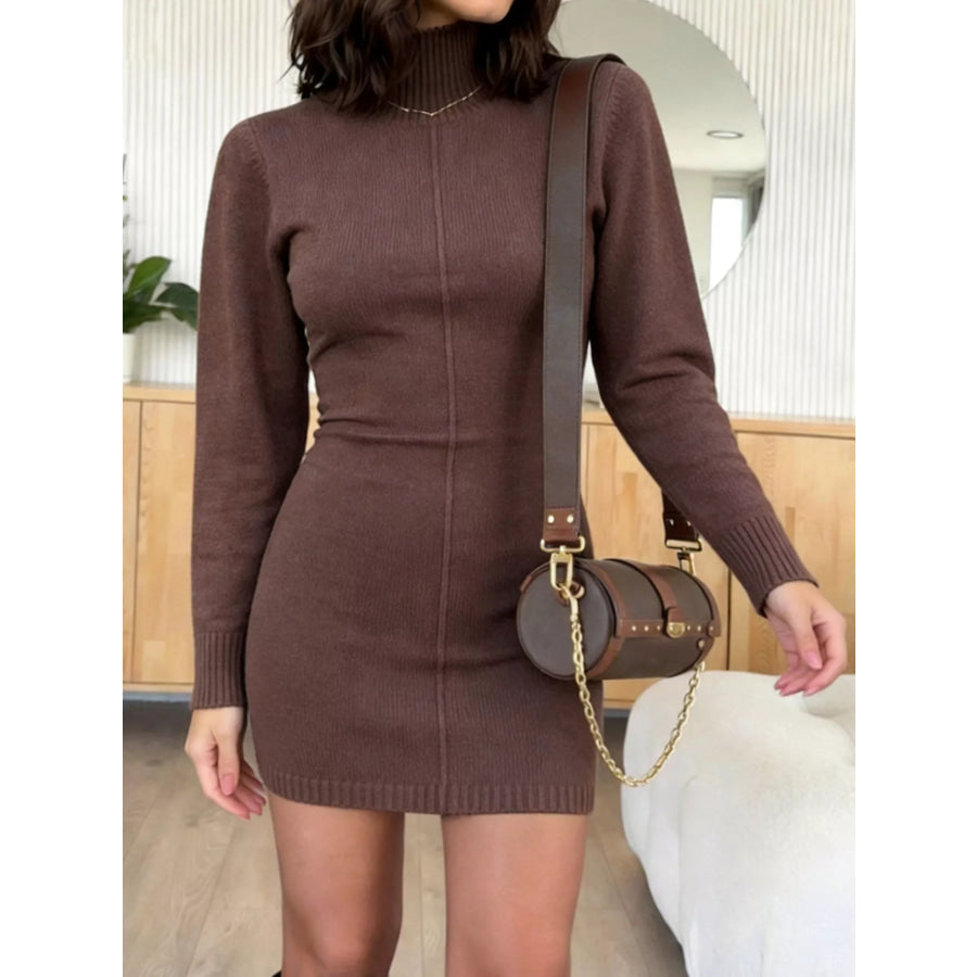 Turtleneck Ribbed Knit Sweater Dress Apparel and Accessories