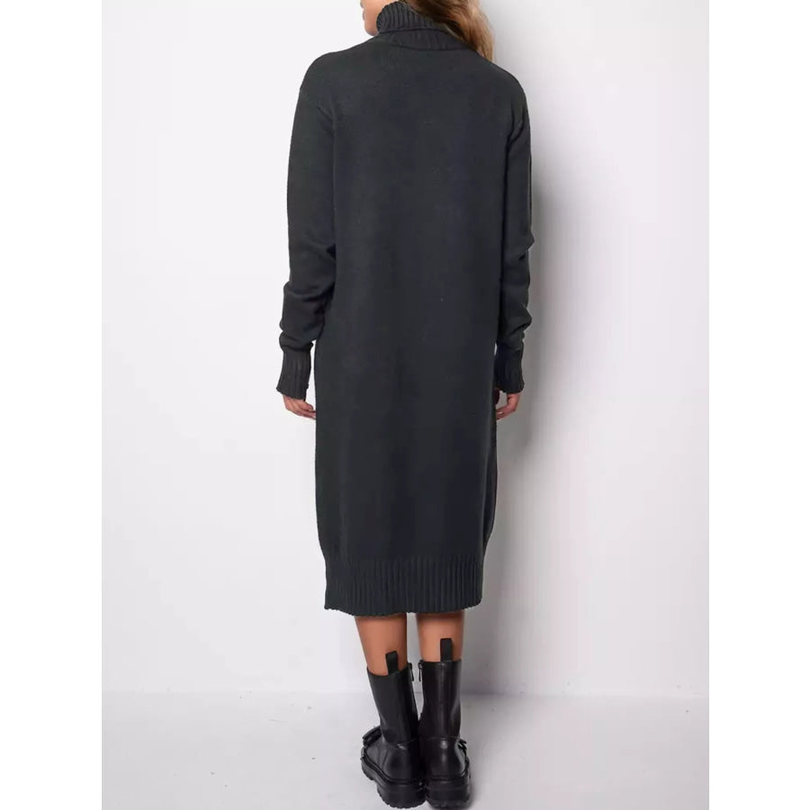 Turtleneck Ribbed Knit Sweater Dress Apparel and Accessories