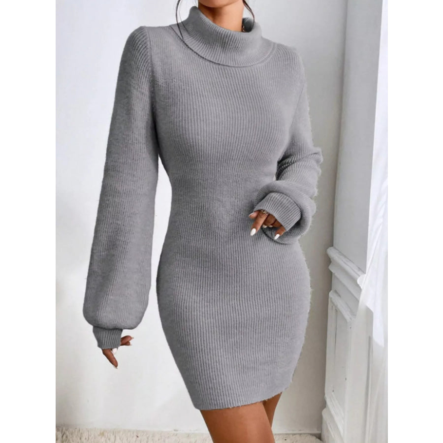 Turtleneck Ribbed Knit Sweater Dress Apparel and Accessories
