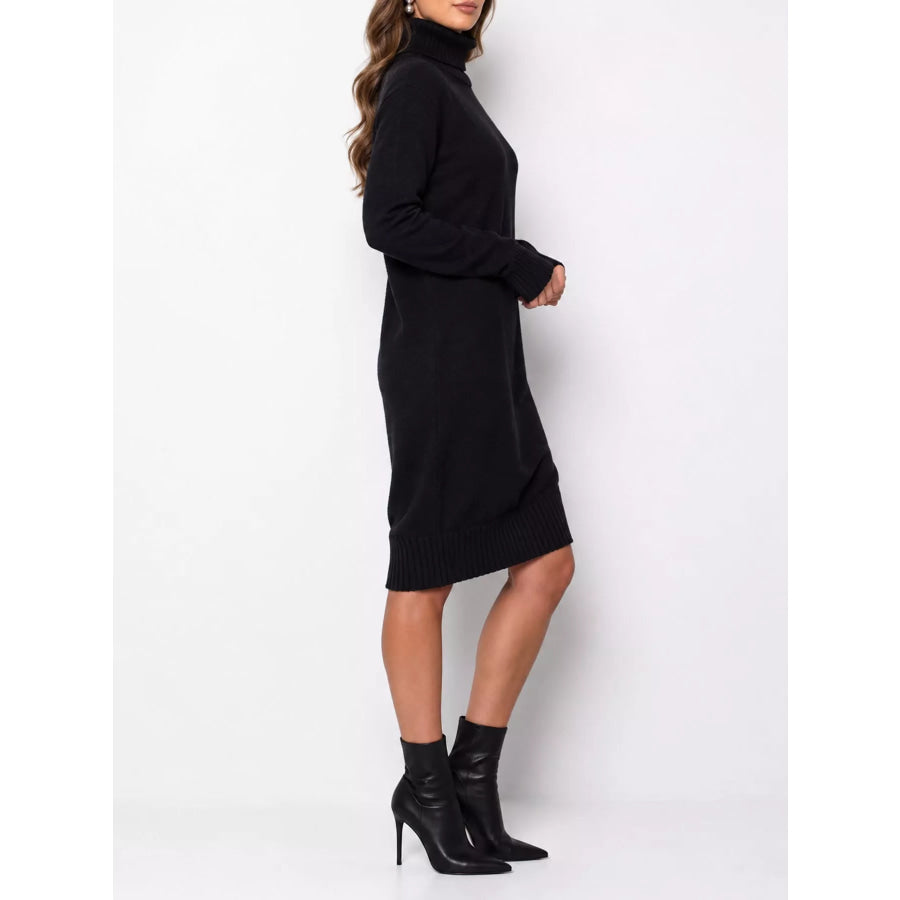 Turtleneck Ribbed Knit Sweater Dress Apparel and Accessories
