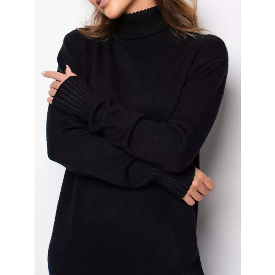Turtleneck Ribbed Knit Sweater Dress Apparel and Accessories