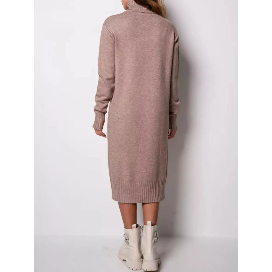 Turtleneck Ribbed Knit Sweater Dress Apparel and Accessories
