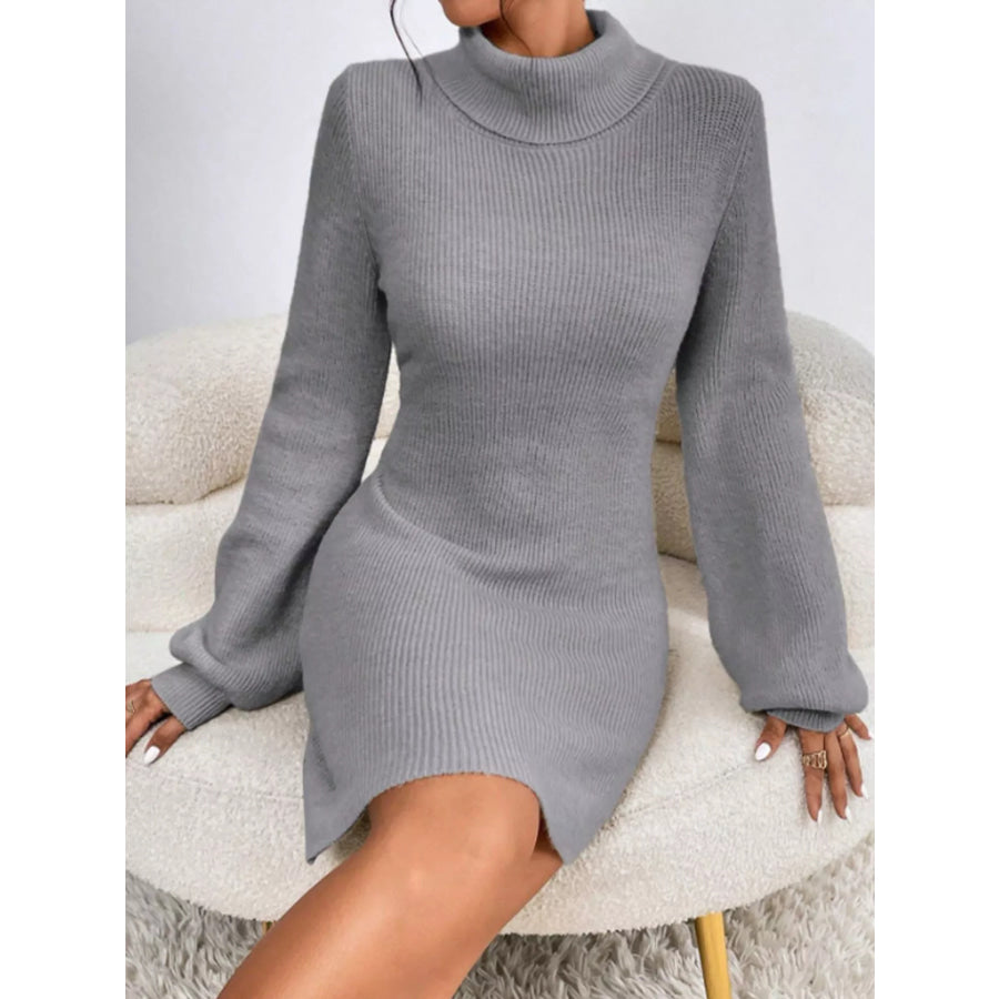 Turtleneck Ribbed Knit Sweater Dress Apparel and Accessories