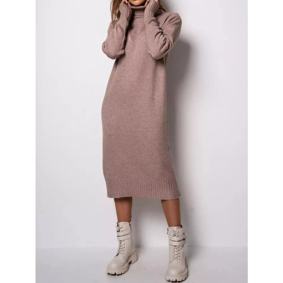 Turtleneck Ribbed Knit Sweater Dress Apparel and Accessories