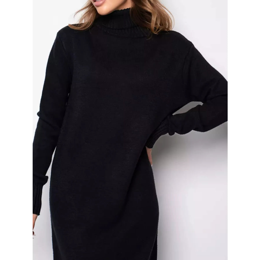 Turtleneck Ribbed Knit Sweater Dress Apparel and Accessories