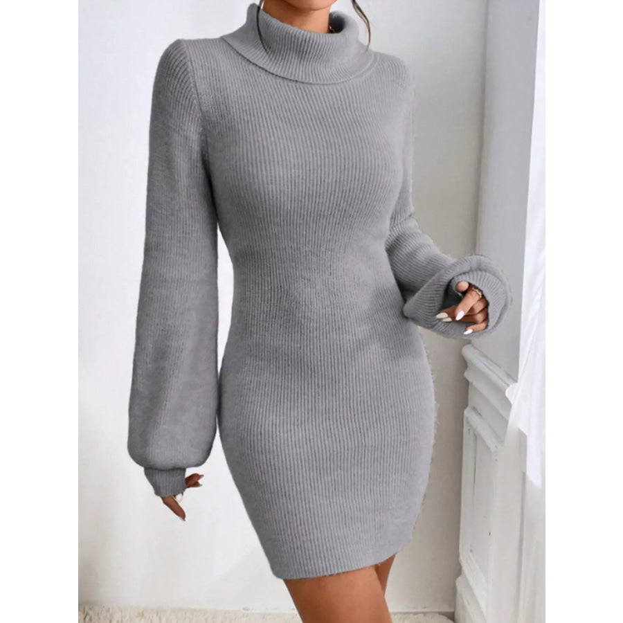 Turtleneck Ribbed Knit Sweater Dress Apparel and Accessories