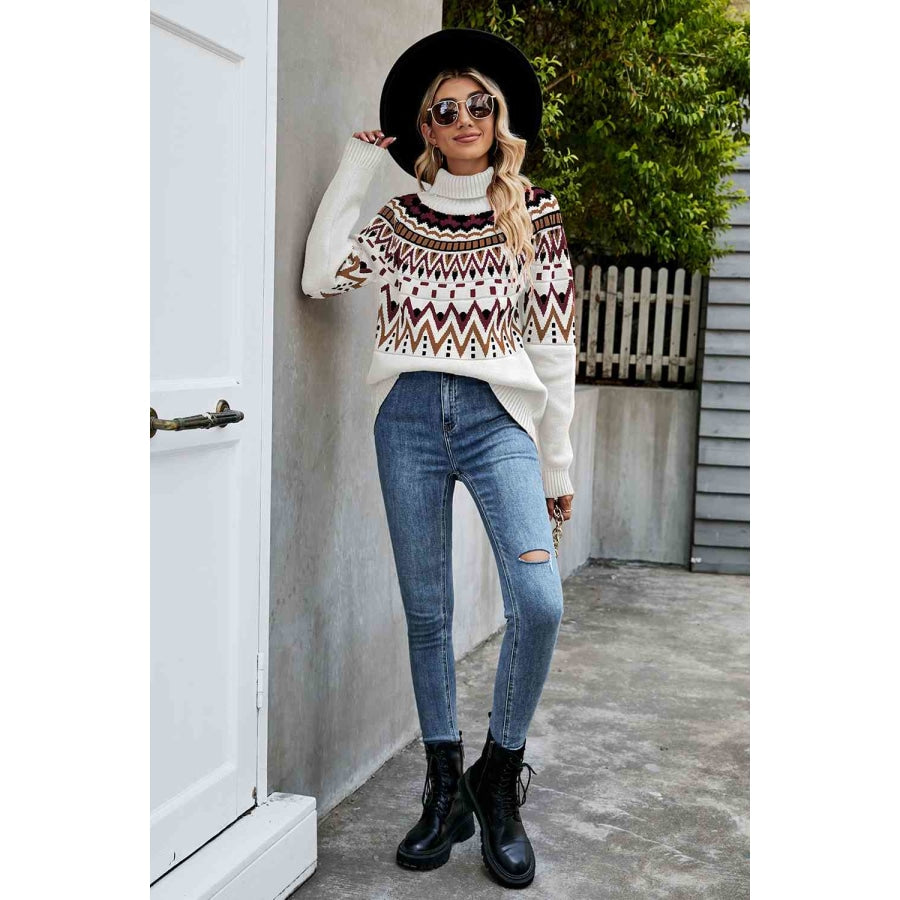 Turtleneck Ribbed Trim Sweater