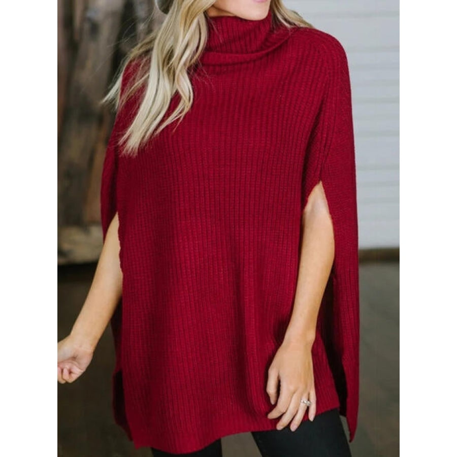 Turtleneck Slit Sweater