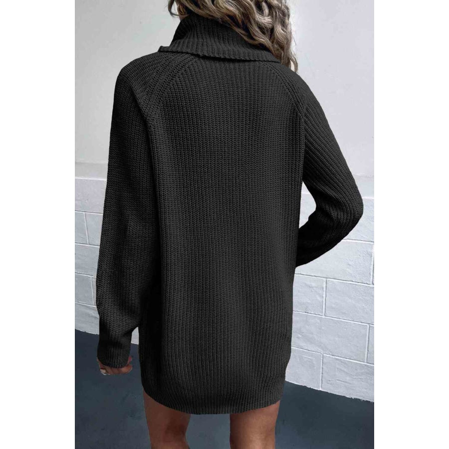 Turtleneck Sweater Dress with Pockets