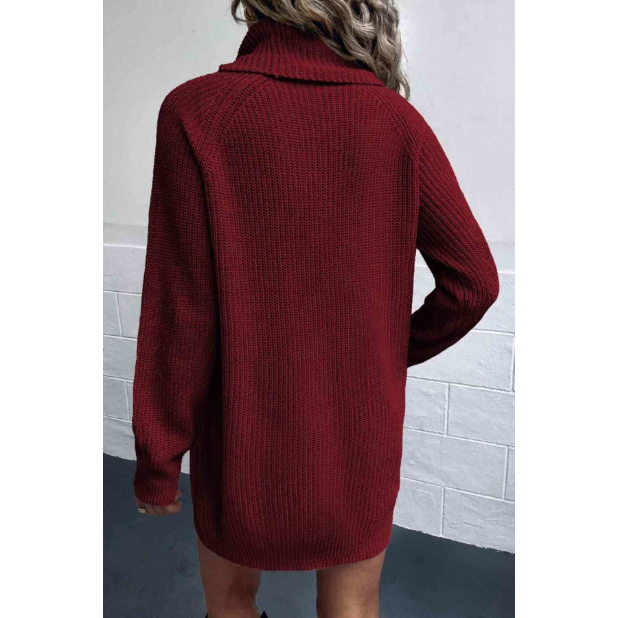 Turtleneck Sweater Dress with Pockets