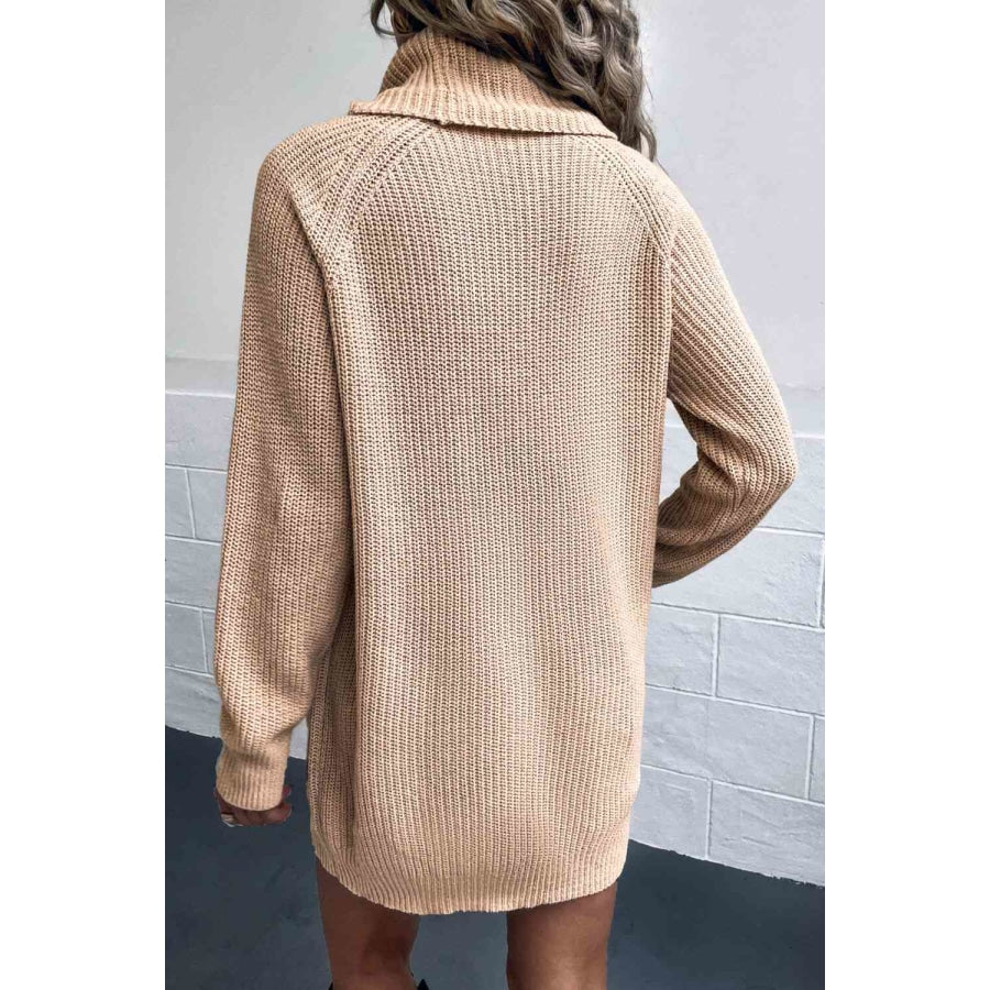 Turtleneck Sweater Dress with Pockets