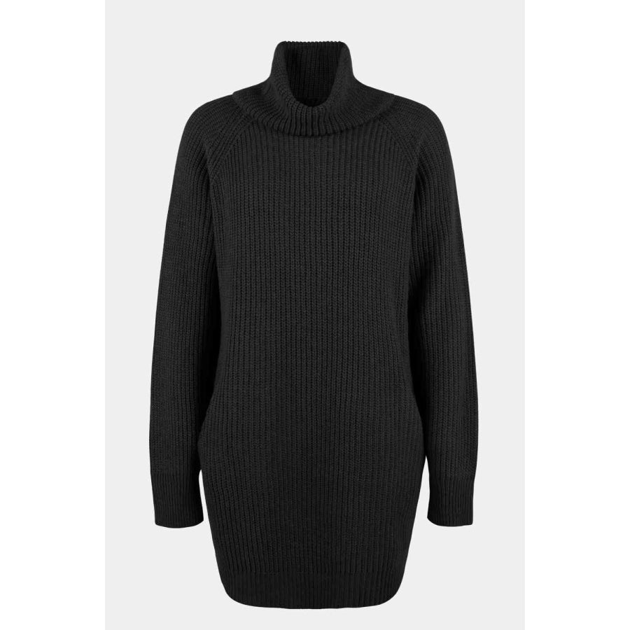 Turtleneck Sweater Dress with Pockets