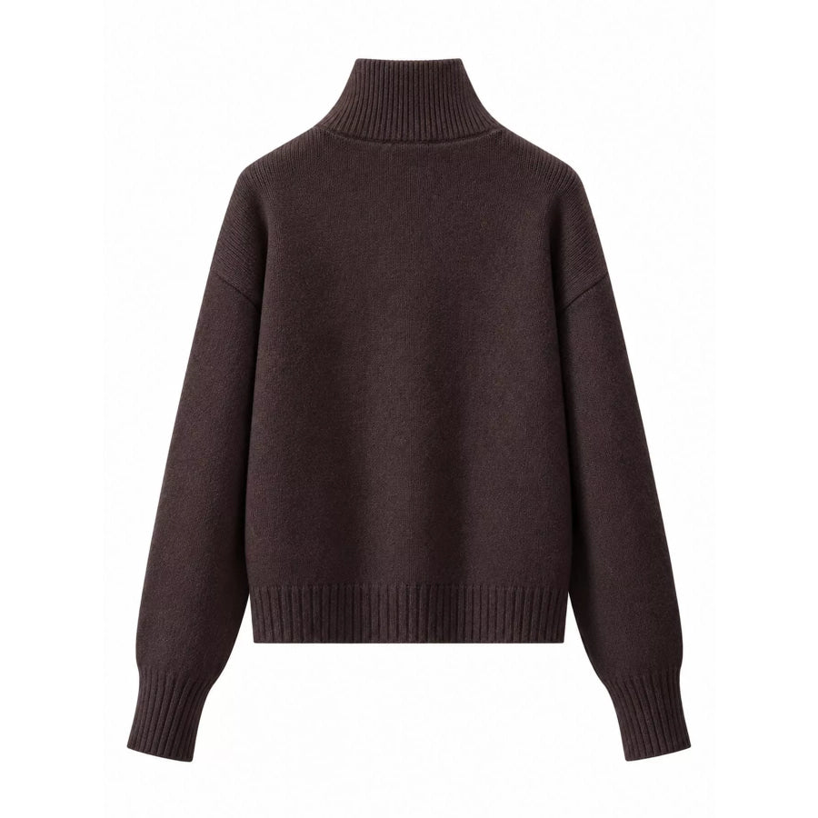 Turtleneck Zip-Up Cardigan Apparel and Accessories