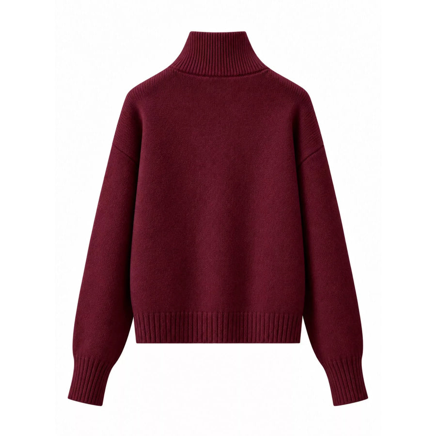 Turtleneck Zip-Up Cardigan Apparel and Accessories