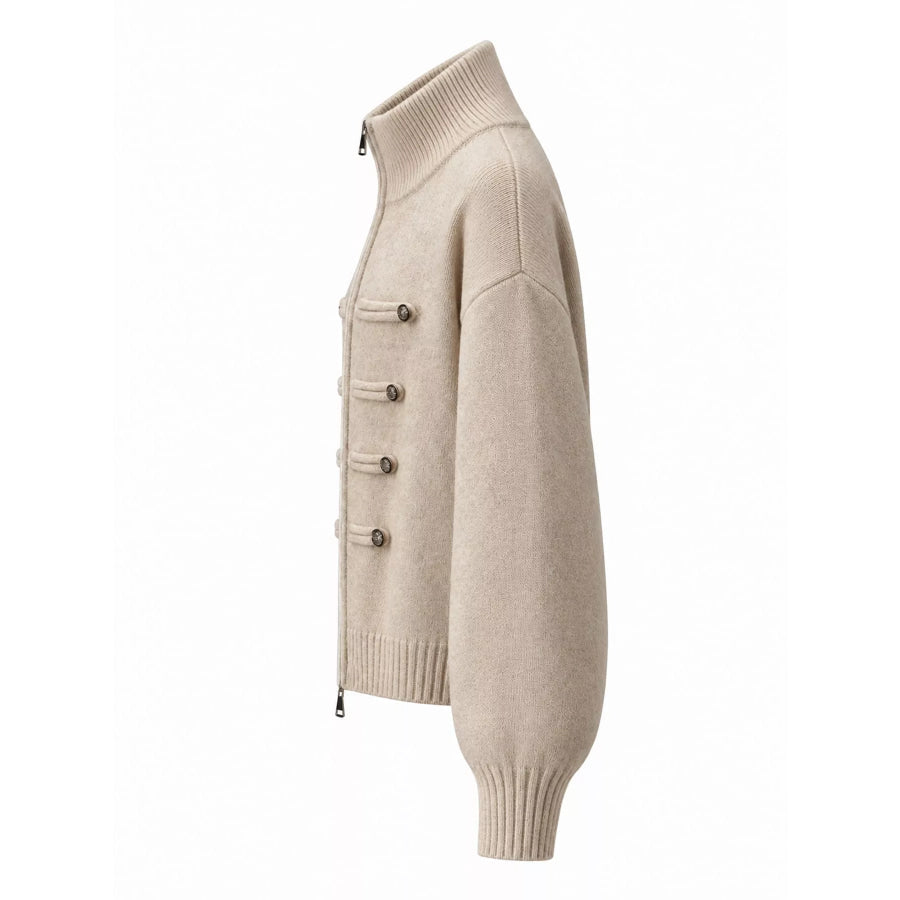 Turtleneck Zip-Up Cardigan Apparel and Accessories