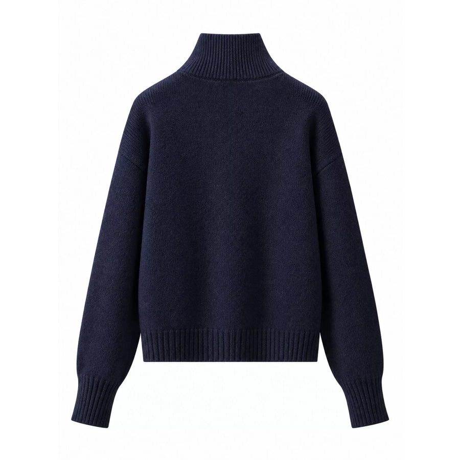 Turtleneck Zip-Up Cardigan Apparel and Accessories