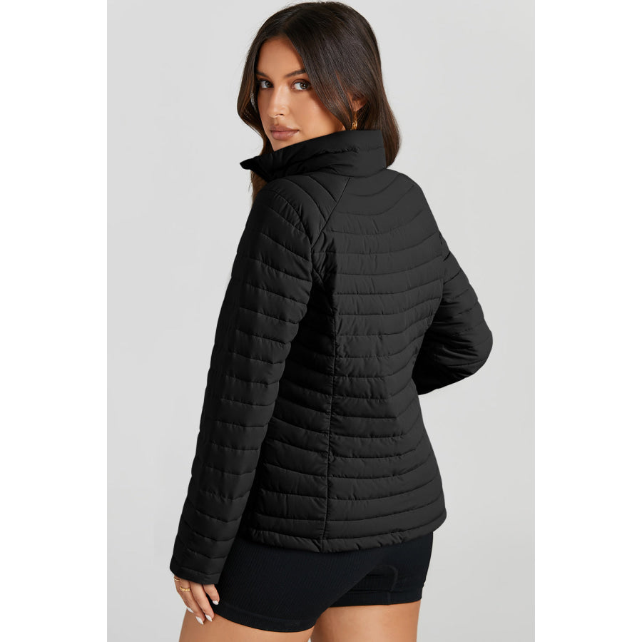 Turtleneck Zip Up Long Sleeve Jacket Apparel and Accessories