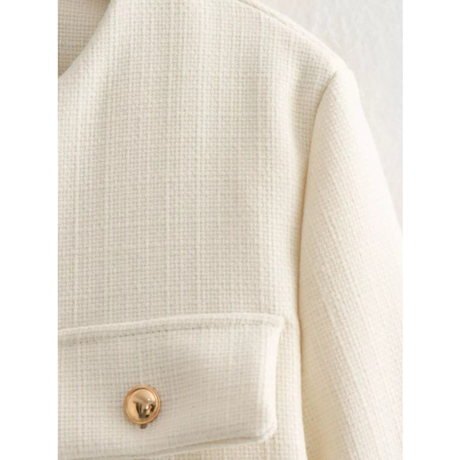 Tweed Button Up Cropped Outerwear Apparel and Accessories