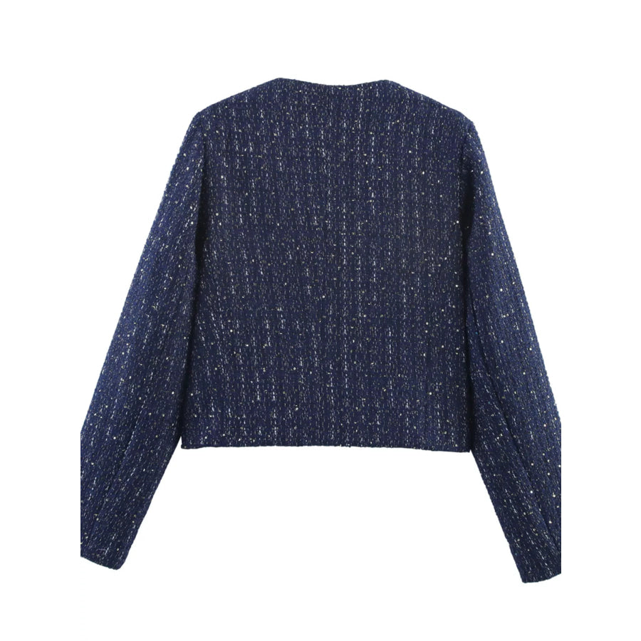 Tweed Button Up Cropped Outerwear Apparel and Accessories