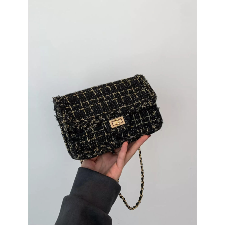 Tweed Flap Crossbody Bag Apparel and Accessories