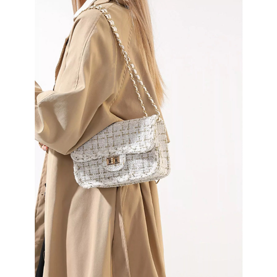Tweed Flap Crossbody Bag Apparel and Accessories