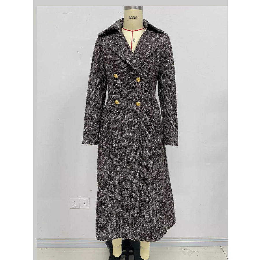 Tweed Long Sleeve Longline Coat Apparel and Accessories