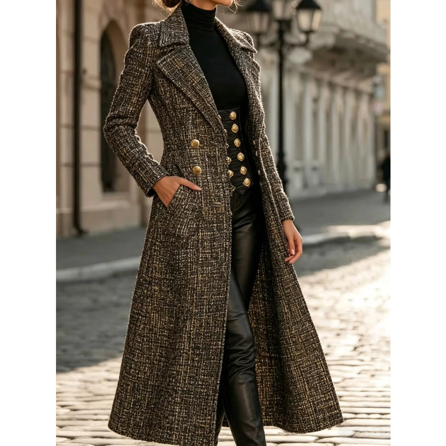 Tweed Long Sleeve Longline Coat Apparel and Accessories