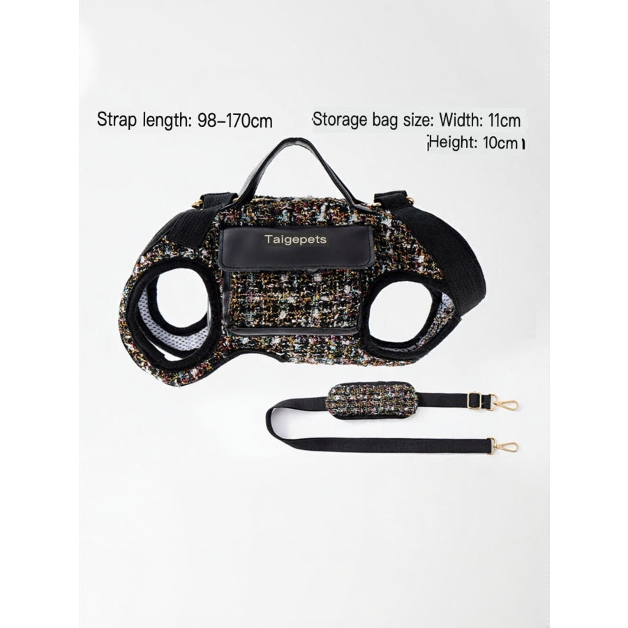 Tweed Pet Harness with Strap Black / S Apparel and Accessories