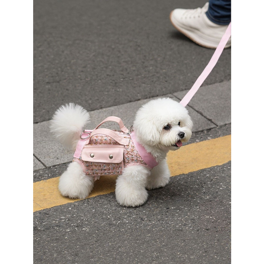 Tweed Pet Harness with Strap Blush Pink / S Apparel and Accessories