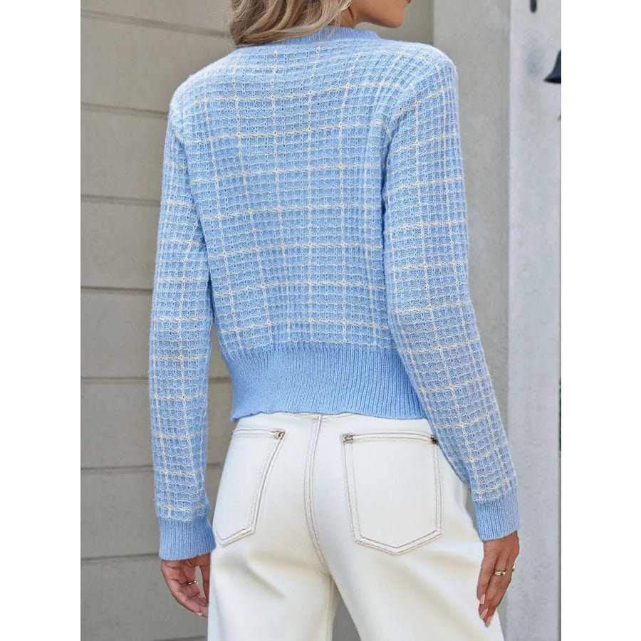 Tweed-Style Bow Button-Down Cardigan Apparel and Accessories
