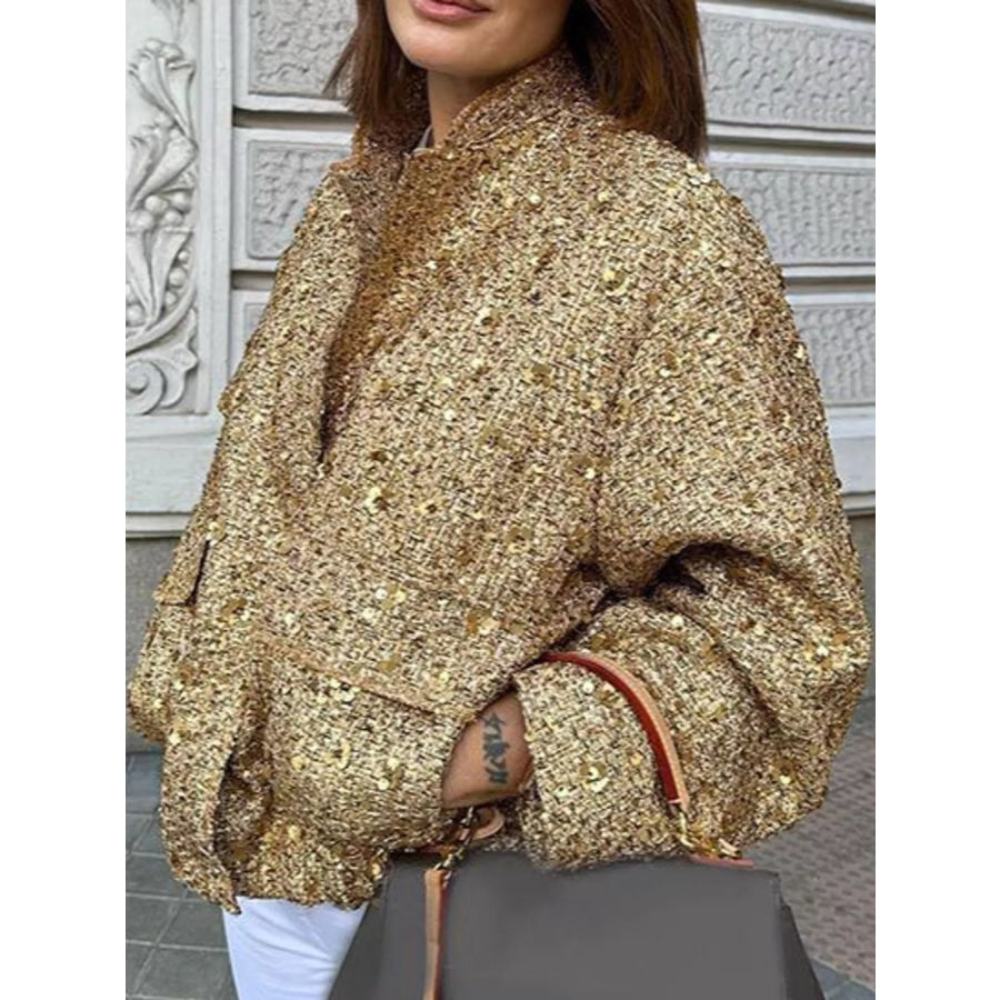 Tweed Textured Long Sleeve Jacket Apparel and Accessories