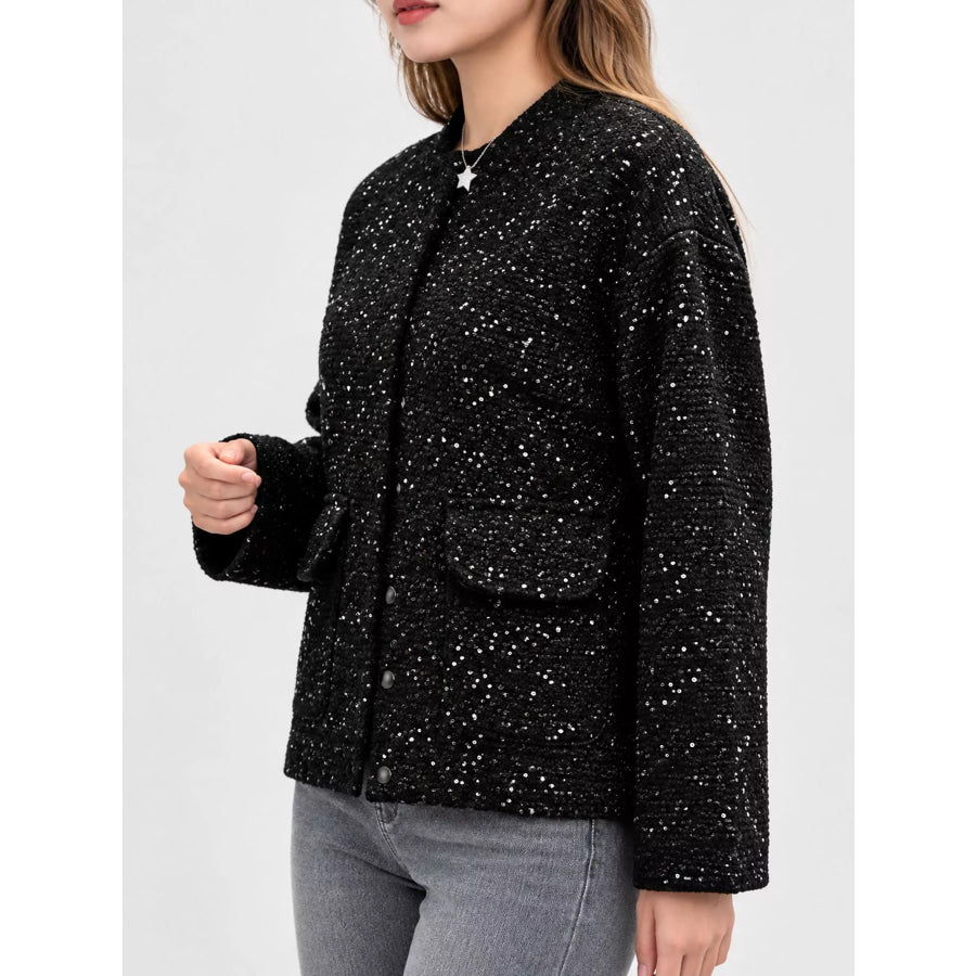 Tweed Textured Long Sleeve Jacket Apparel and Accessories