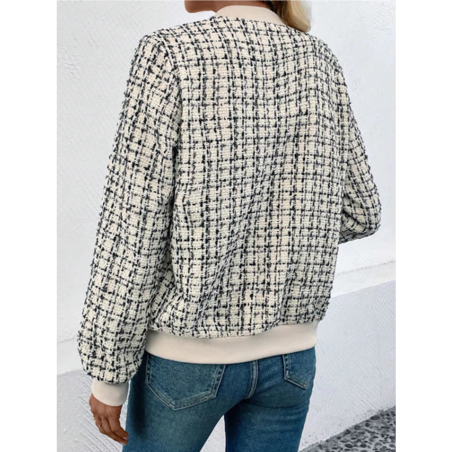 Tweed Zip Up Bomber Jacket Apparel and Accessories