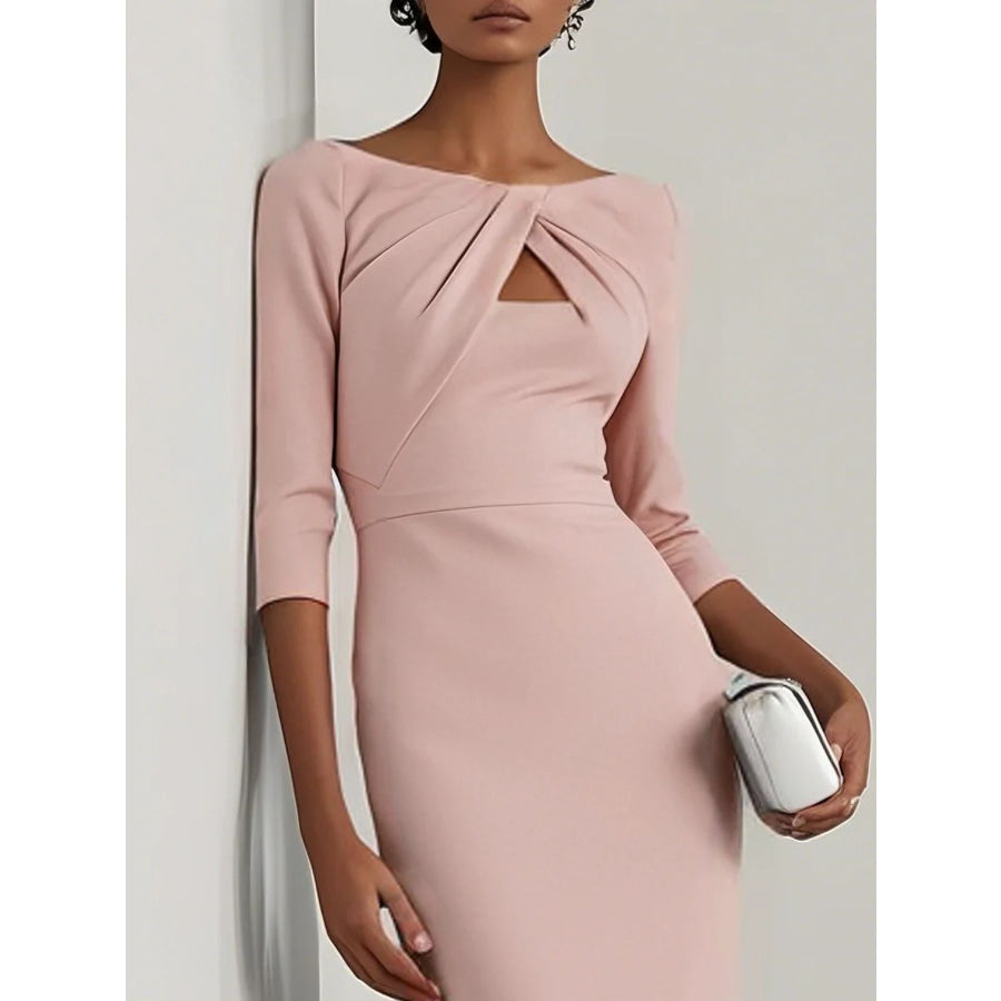 Twist-Front Cutout Midi Dress Apparel and Accessories