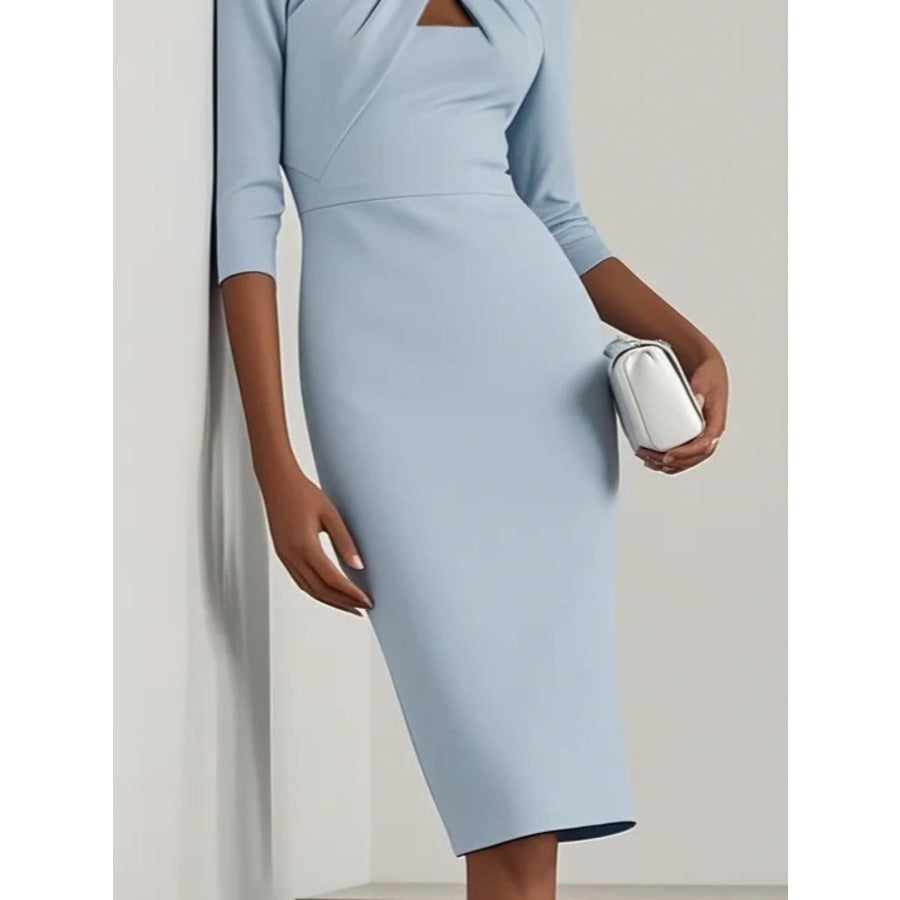 Twist-Front Cutout Midi Dress Apparel and Accessories