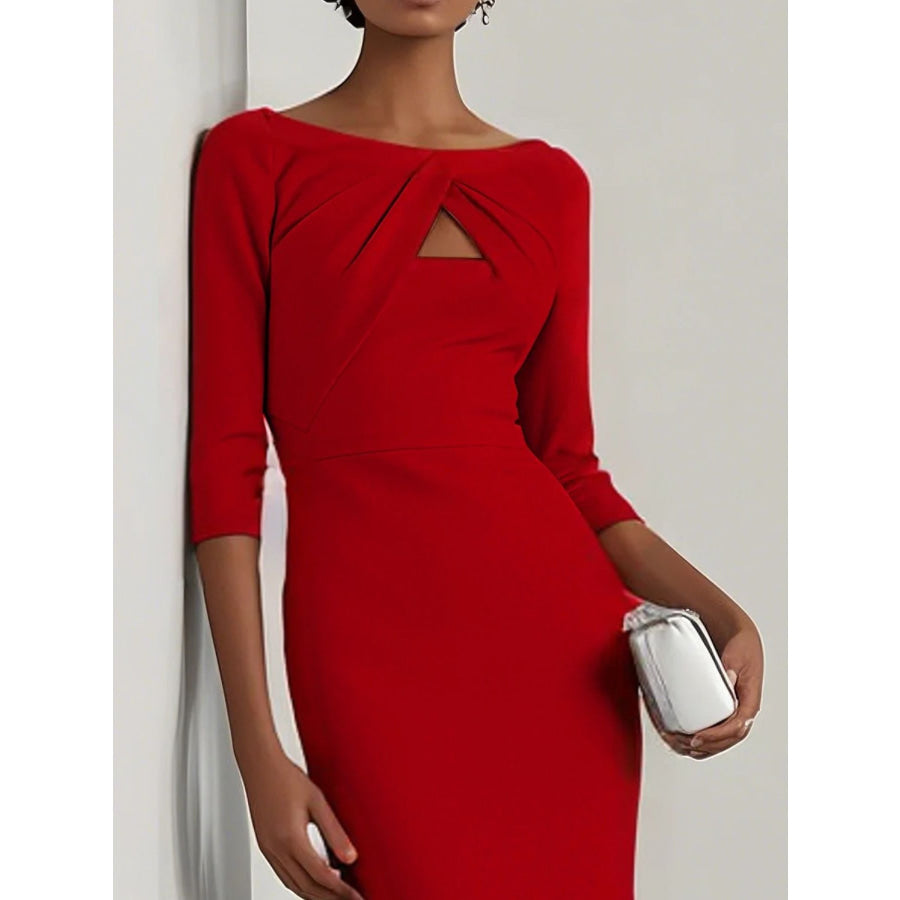 Twist-Front Cutout Midi Dress Apparel and Accessories