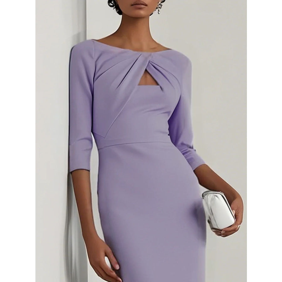 Twist-Front Cutout Midi Dress Apparel and Accessories