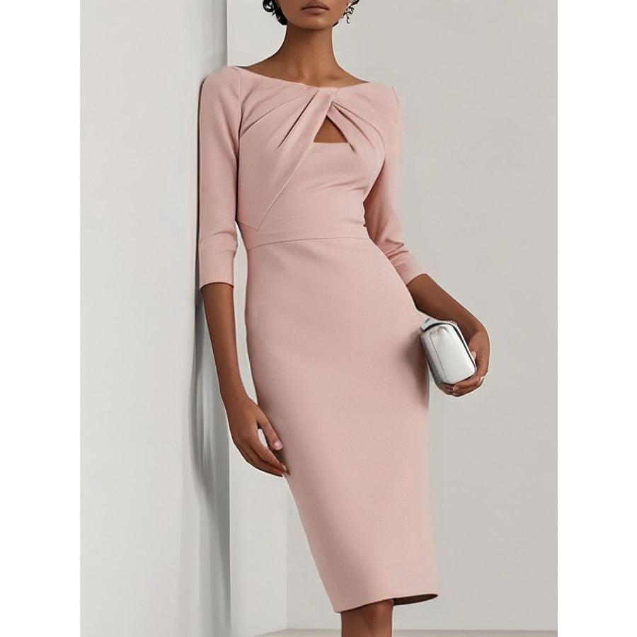 Twist-Front Cutout Midi Dress Blush Pink / S Apparel and Accessories