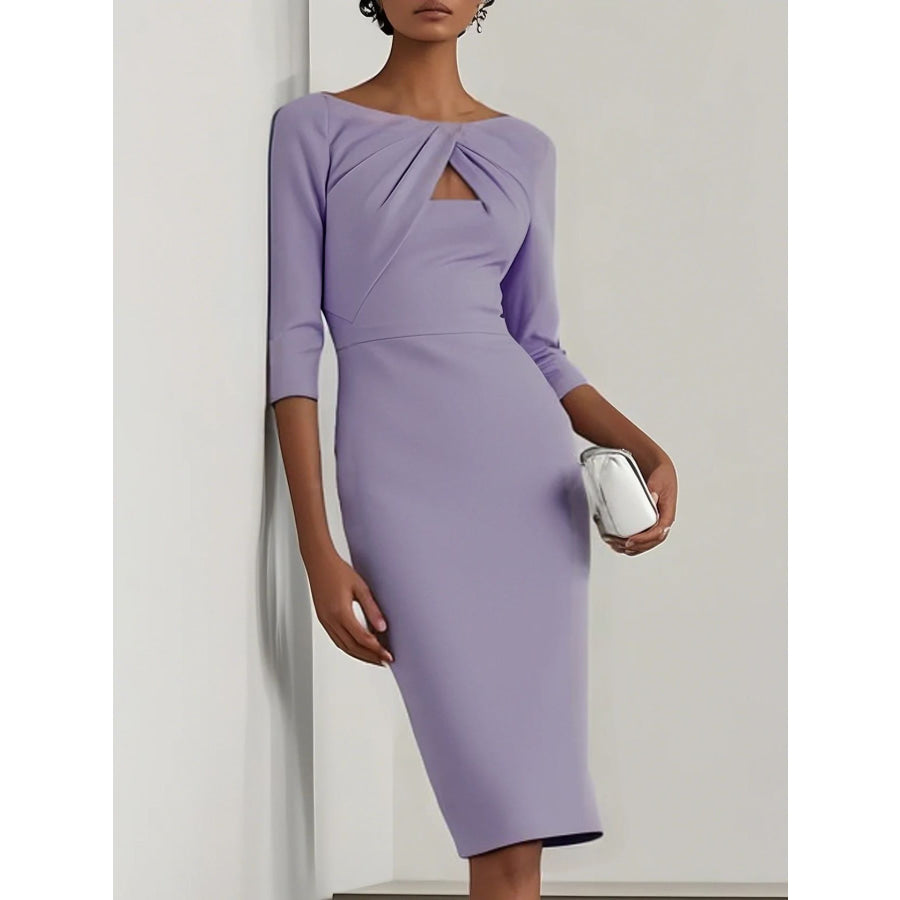 Twist-Front Cutout Midi Dress Lavender / S Apparel and Accessories