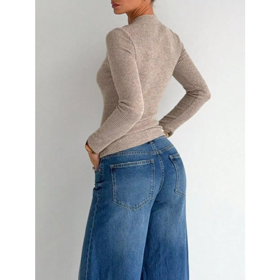 Twist-Front Cutout Ribbed Knit Top Apparel and Accessories
