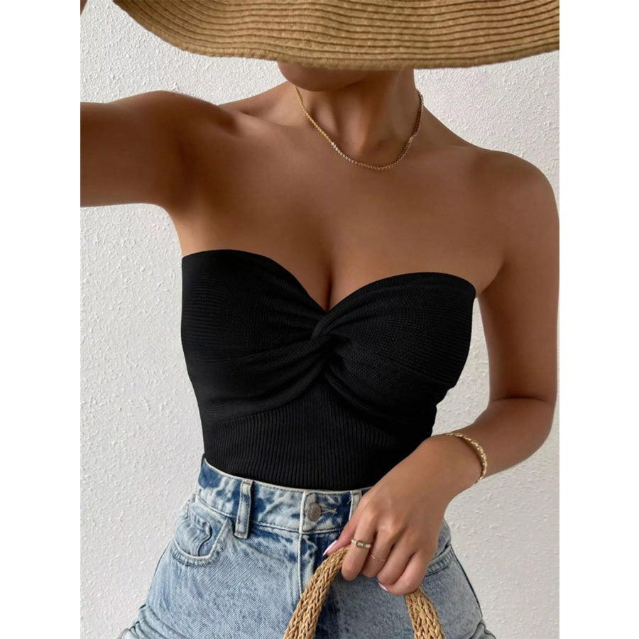 Twist-Front Ribbed Knit Tube Apparel and Accessories