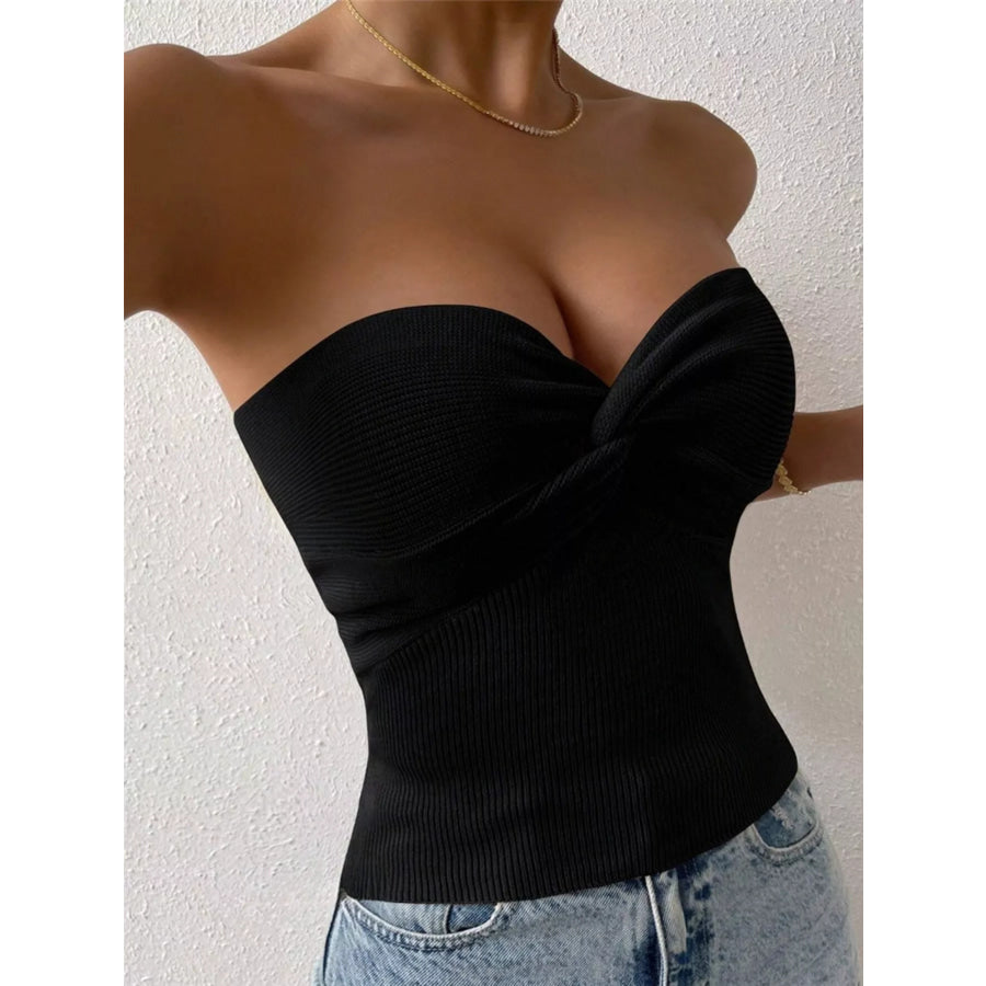 Twist-Front Ribbed Knit Tube Apparel and Accessories