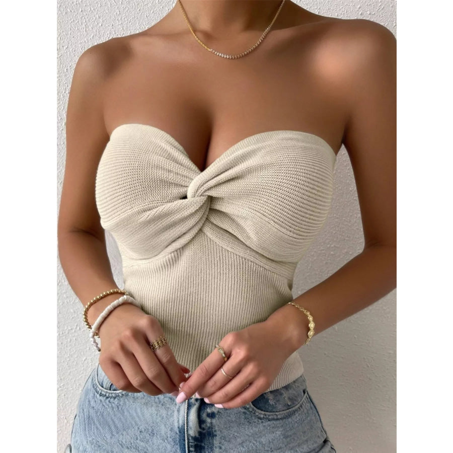 Twist-Front Ribbed Knit Tube Apparel and Accessories