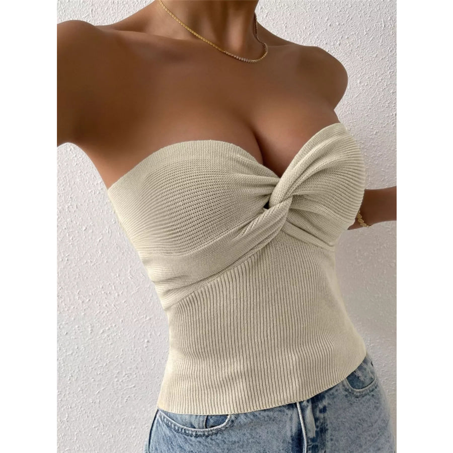 Twist-Front Ribbed Knit Tube Apparel and Accessories