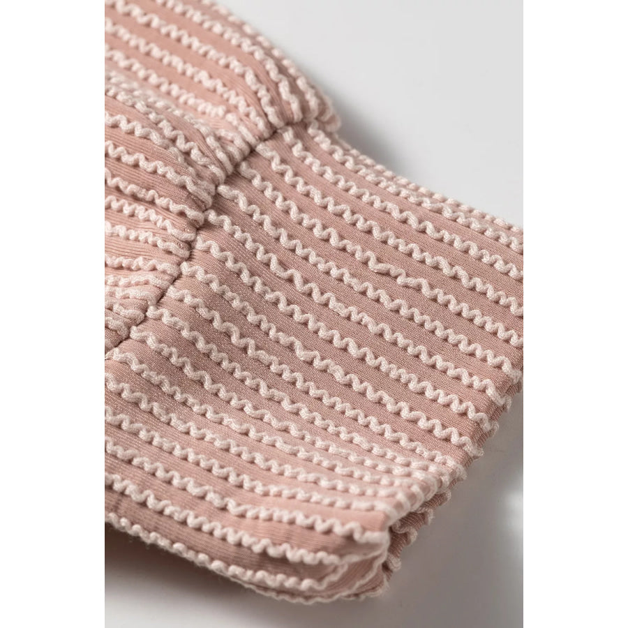 Twist Ribbed Zipper Collar Drop Shoulder Long Sleeve Top Apparel and Accessories