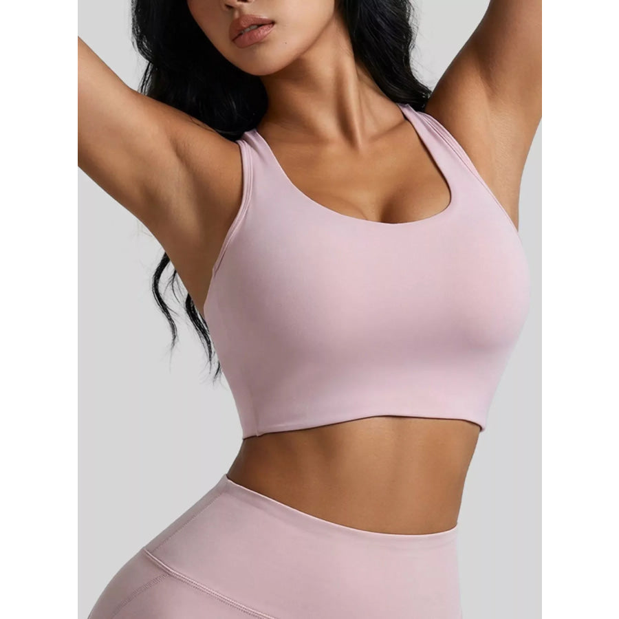 Twisted Back Halter Neck Active Bra Apparel and Accessories