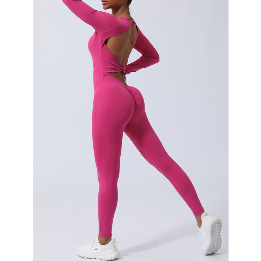 Twisted Backless Long Sleeve Jumpsuit Apparel and Accessories