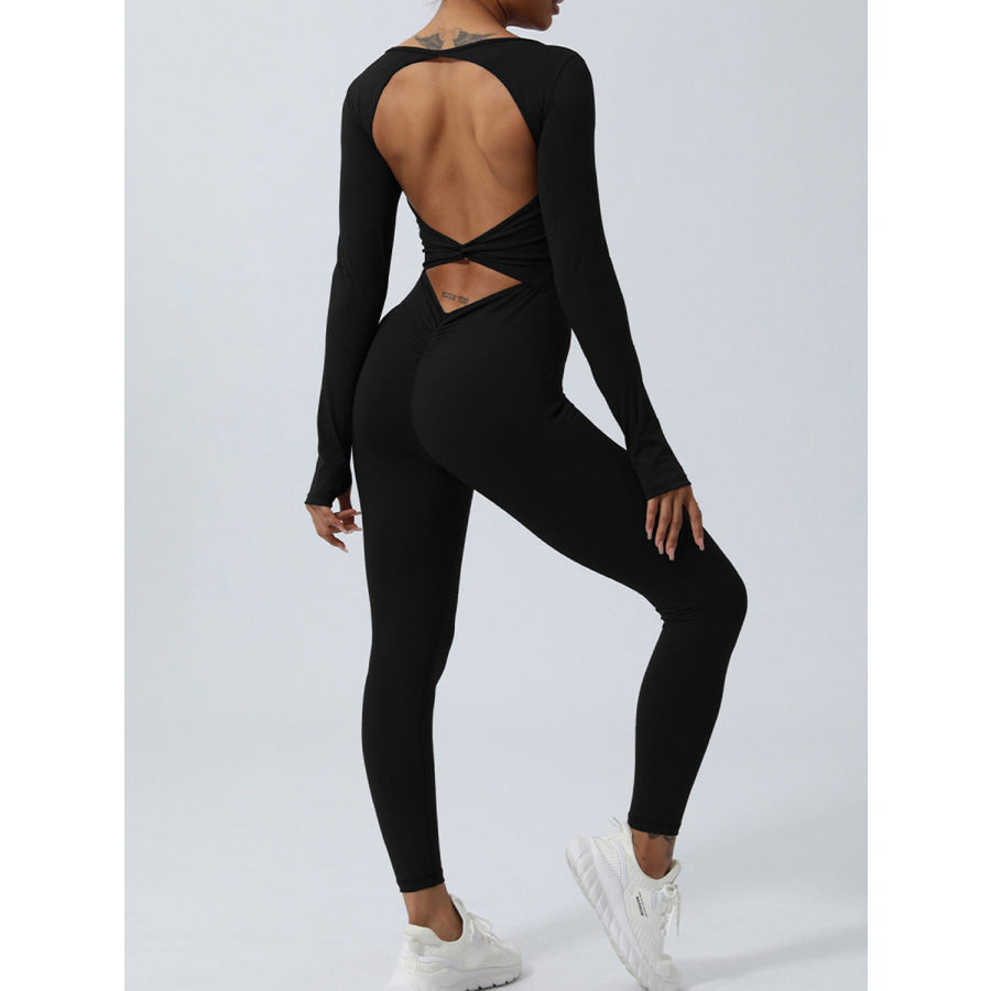 Twisted Backless Long Sleeve Jumpsuit Apparel and Accessories